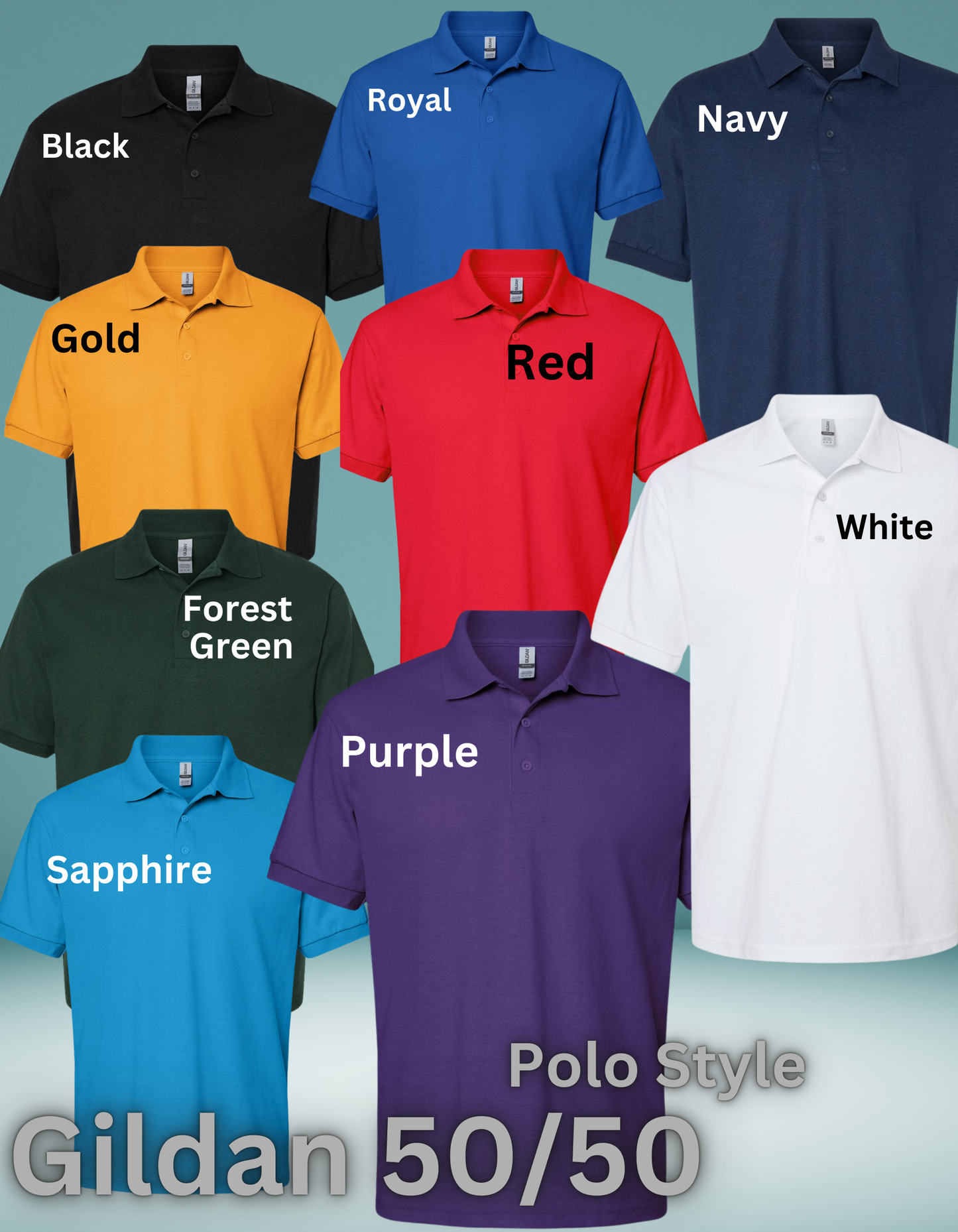 Custom Logo Embroidered Polo Shirts for Men (Gildan DryBlend)